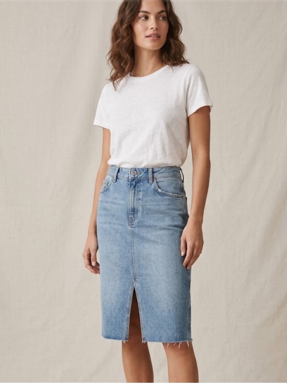 Pilcro and the Letterpress Classic Blue Pencil Skirt